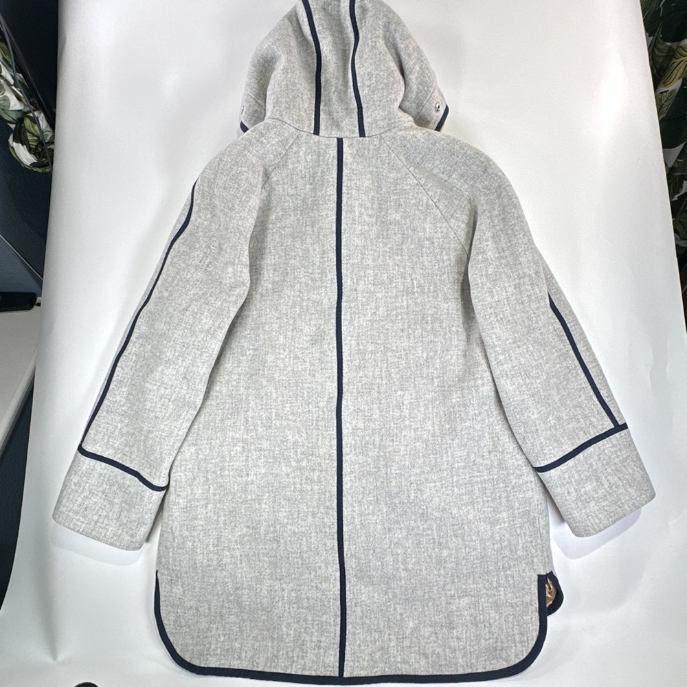 J. Crew Italian Stadium Cloth Hooded Wool Peacoat Womens 14 Gray Minimalist - Picture 11 of 14